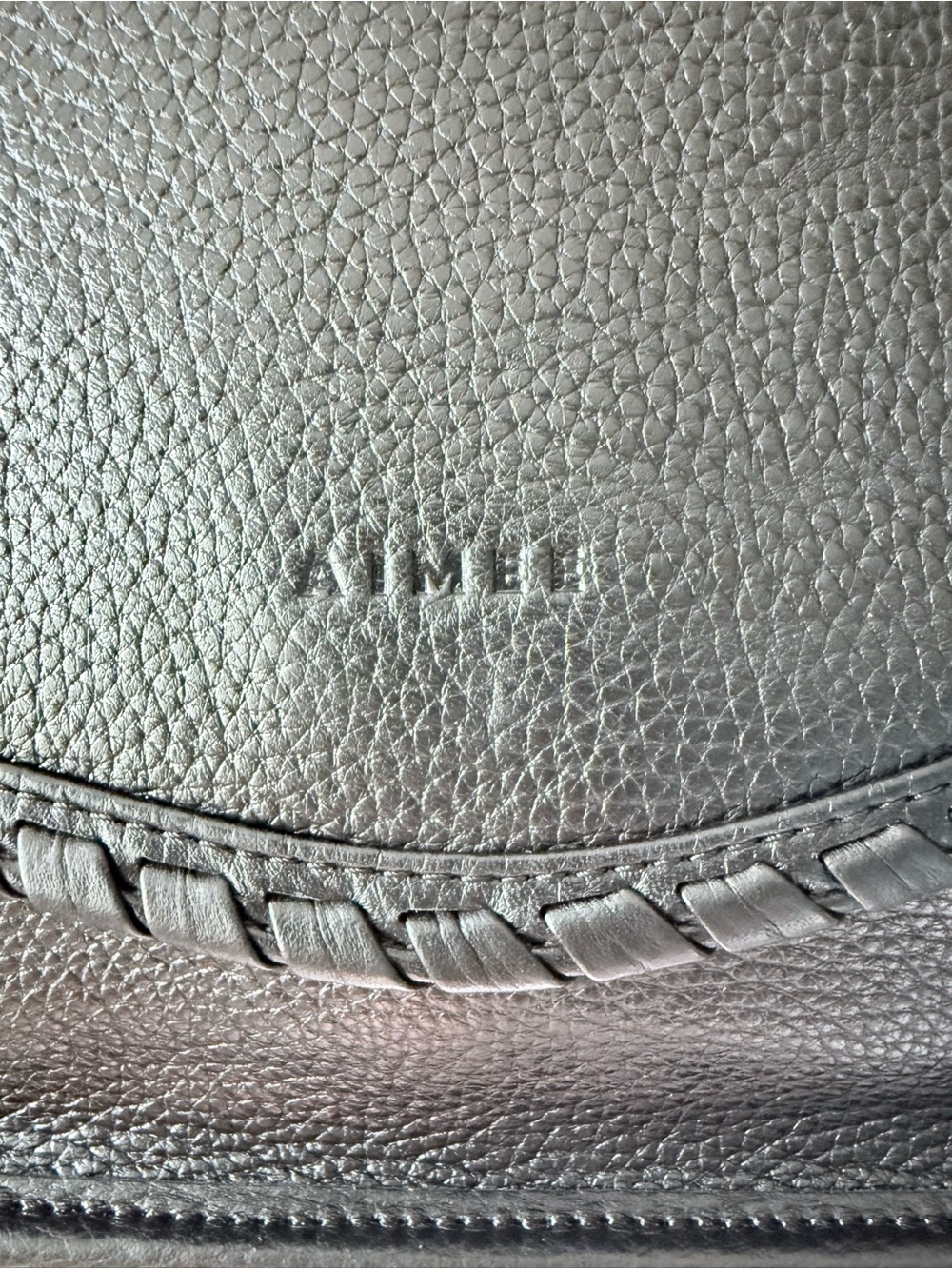 Aimee Kestenberg All For Love Black Pebbled Leather Shoulder Bag Whip Stitch - Picture 7 of 10